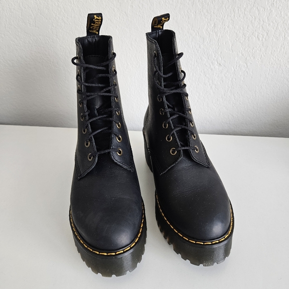 Like New Dr Martens | Shriver Hi Leather Block Heel Boots Black, Womens 9 - Picture 7 of 10